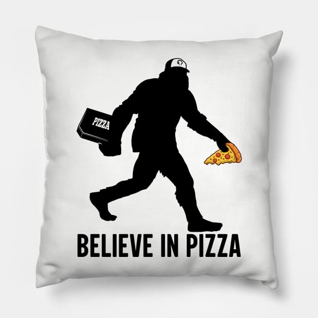 Sasquatch Bigfoot Pizza Design, Sasquatch Believe in Pizza, Funny Science Fiction Cryptid T Shirt, Pillow, Phone Case Pillow by ThatVibe
