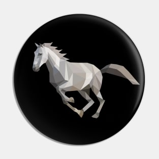 White Low Poly Horse Pin