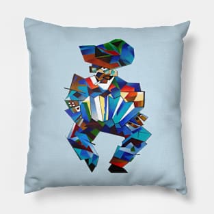 Accordion Player Isolated Geometric Abstract Style Art Pillow