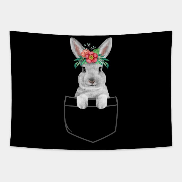 Bunny Rabbit Easter Bunny Flowers Rabbit Mom Tapestry by WoollyWonder