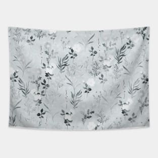 Gray Flowers Botanical Painting Tapestry