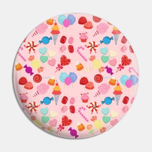 Pink Sweets Candy, Treats and Chocolate Pattern Pin