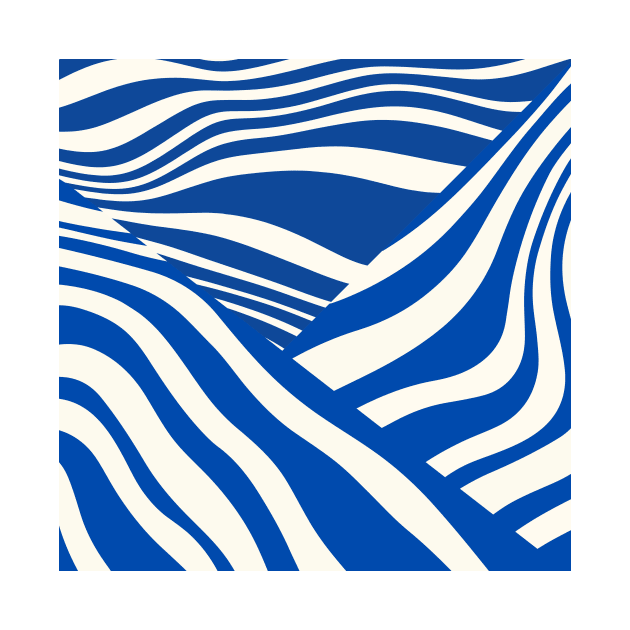 Abstract blue and white zebra lines by Mahita