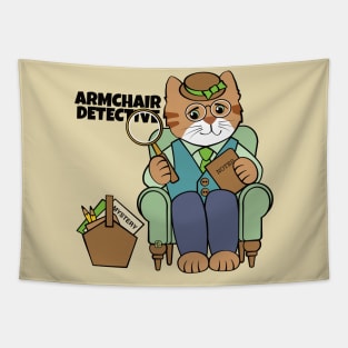 Armchair Detective Man Cat Tapestry