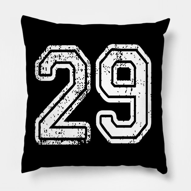 Number 29 Grungy in white Pillow by Sterling