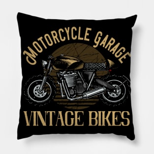 Motorcycle Garage vintage Bikes Pillow