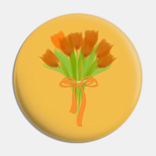 Bright Orange Tulips Art Pin