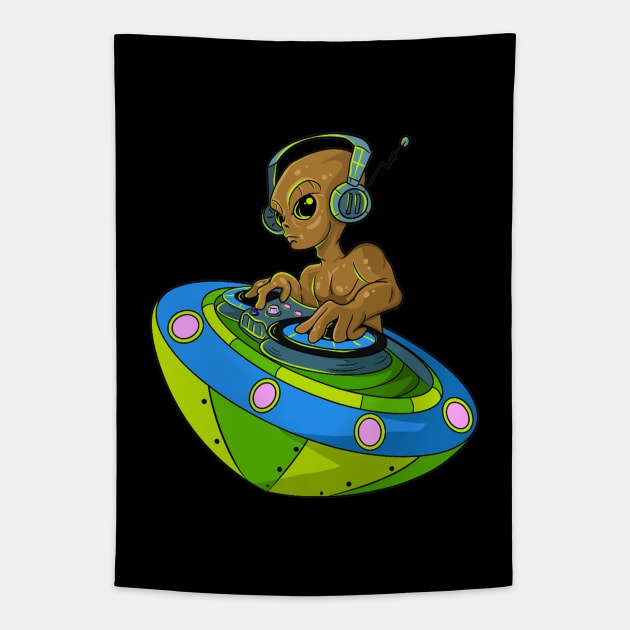 Space Music Dj Alien Tapestry by Trendy Black Sheep