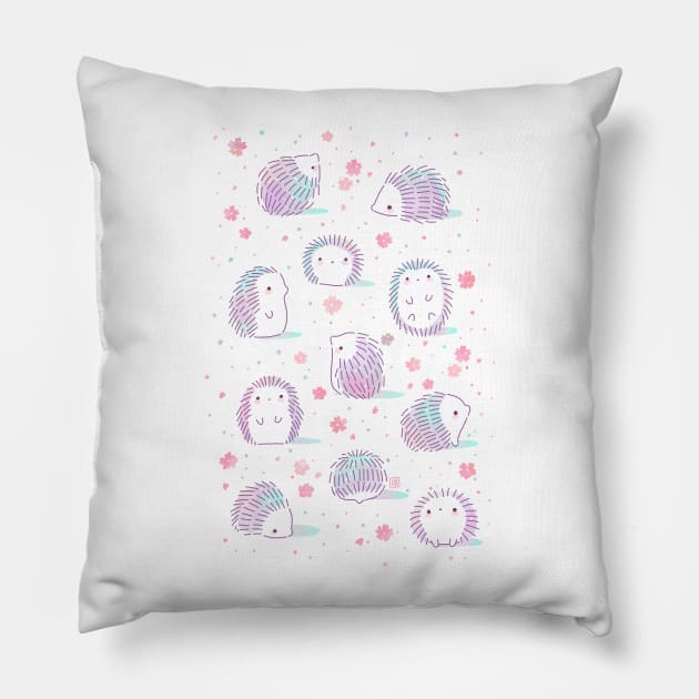 Spring Hedgehog Pattern Pillow by Freeminds