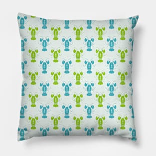 Trendy Green Blue Lobster Pattern Pillow