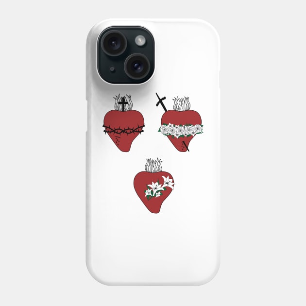 Hearts of Jesus, Virgin Mary and St. Joseph Phone Case by alinerope