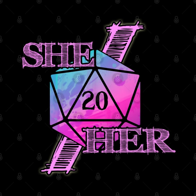 She/Her Pronuns D20 by Aurora Jordan