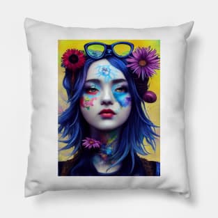 Modern Blue Hair Snow White Pillow