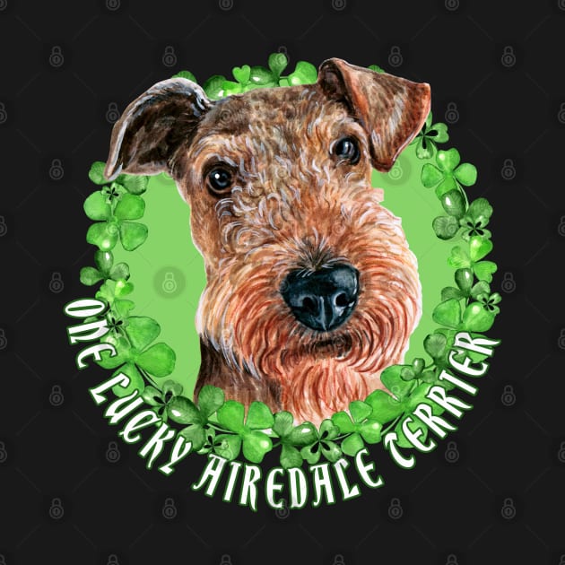 One Lucky Airedale Terrier Funny St. Patrick Dog by Sniffist Gang