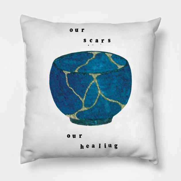 Our Scars Our Healing Kintsugi Pillow by bittergodart