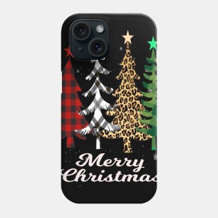 merry christmas leopard and buffalo plaid christmas gift Phone Case