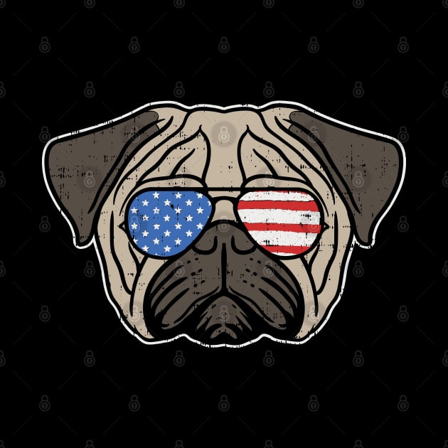 Cute Pug American Flag Dog T-Shirt 4th of July Patriotic Shirt United States Gift by Shirtbubble