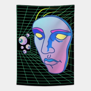 Trippy Face and Eyeballs Tapestry