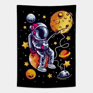 Fishing Astronaut Space Tapestry