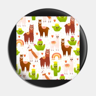 Alpaca and cactus seamless pattern Pin