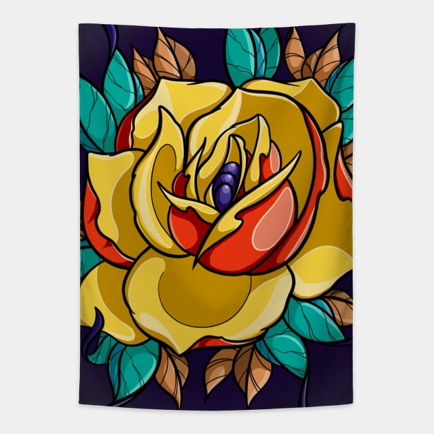 Yellow rose tattoo Tapestry by InkSmith