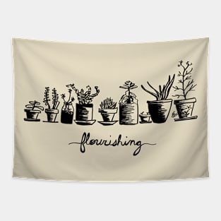 Flourishing (black and white) Tapestry