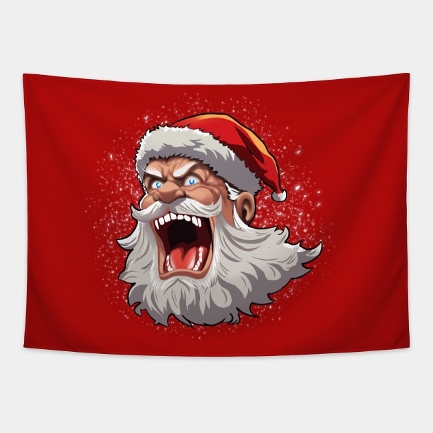 Santa Yells Merry Christmas Tapestry by Elijah101