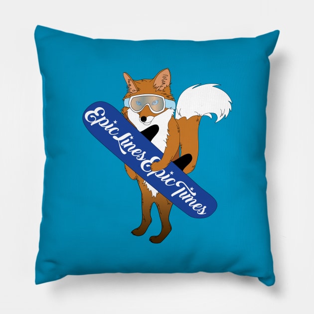 Epic Lines Epic Times Fox Snowboarder Pillow by ACGraphics