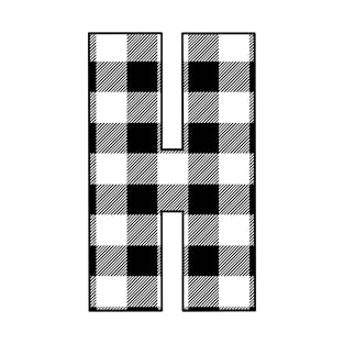 Letter H Monogram Black and White Buffalo Plaid/Check T-Shirt