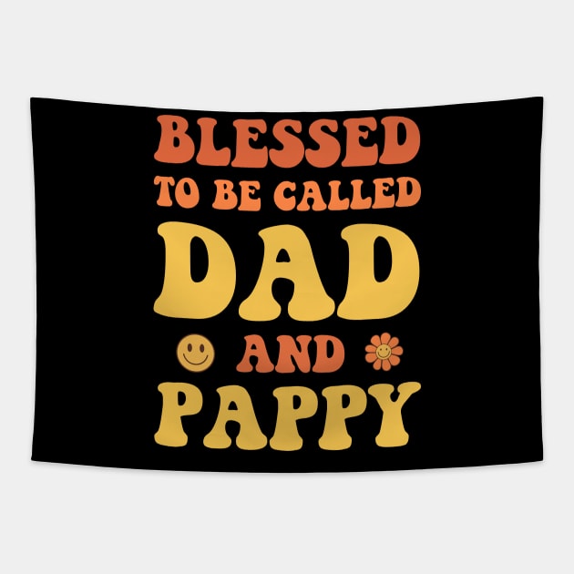 Blessed To Be Called Fathers Day Gift Funny Vintage Groovy Hippie Face Tapestry by zyononzy