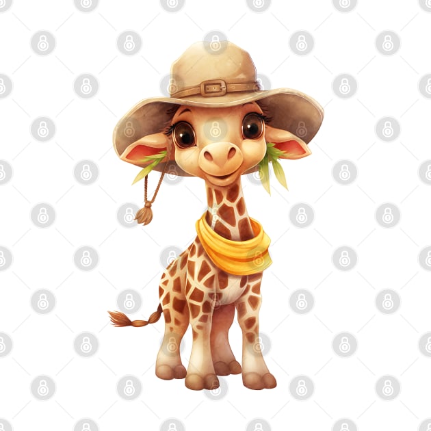 Giraffe in Straw Hat by Chromatic Fusion Studio