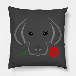 Rescue Puppy Valentine's Day, cute Puppy with Rose in mouth Pillow