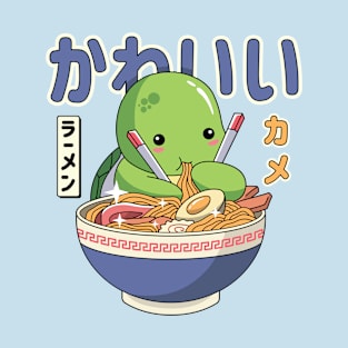 Kawaii Turtle Enjoying Ramen T-Shirt