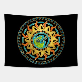 Aztect Lizard in sun symbol Tapestry