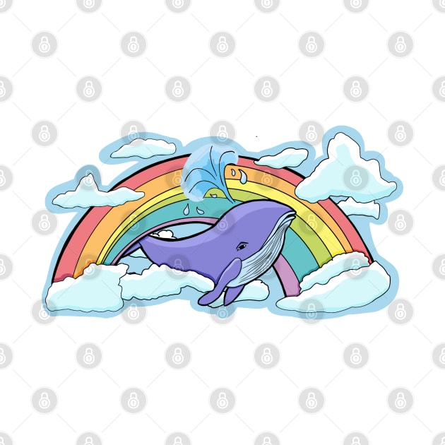 Whale flying in the middle of a rainbow by Mielon