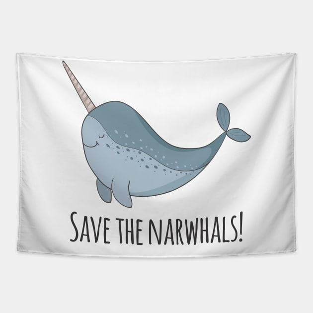 Save The Narwhals Tapestry by Dreamy Panda Designs