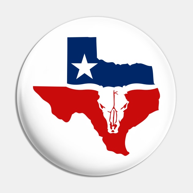 Texas Longhorn Skull With State Flag Pin by TextTees