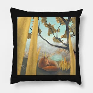 sitting fox river painting Pillow