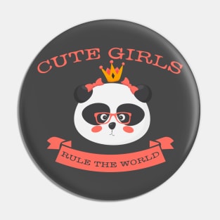 Cute girls rule the world Panda Pin