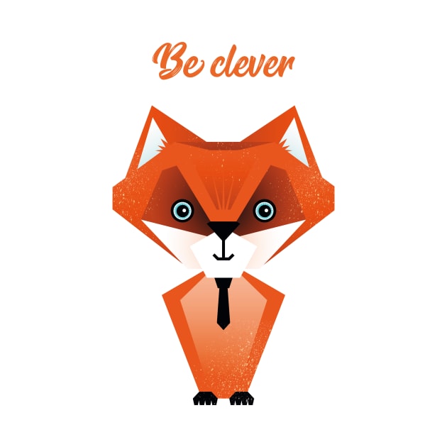 Illustration nursery with fox and typography - Be clever fox by Piakolle