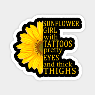 Sunflower Girl With Tattoos Magnet