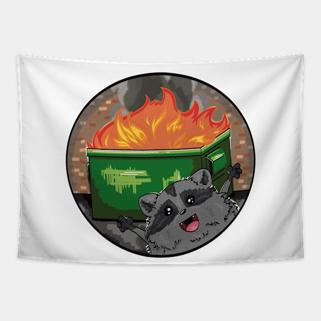 Dumpster Fire Panda Tapestry by Battsii Collective