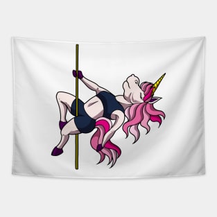 Unicorn on pole dance pole - Pole Fitness Tapestry