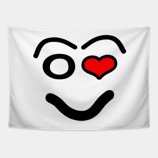 Funny love face - heart - red and black. Tapestry