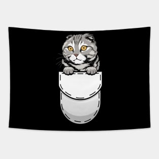 Funny Scottish Fold Pocket Cat Tapestry