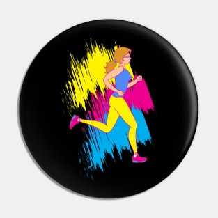 Colorful Woman Runner - Running gift Pin