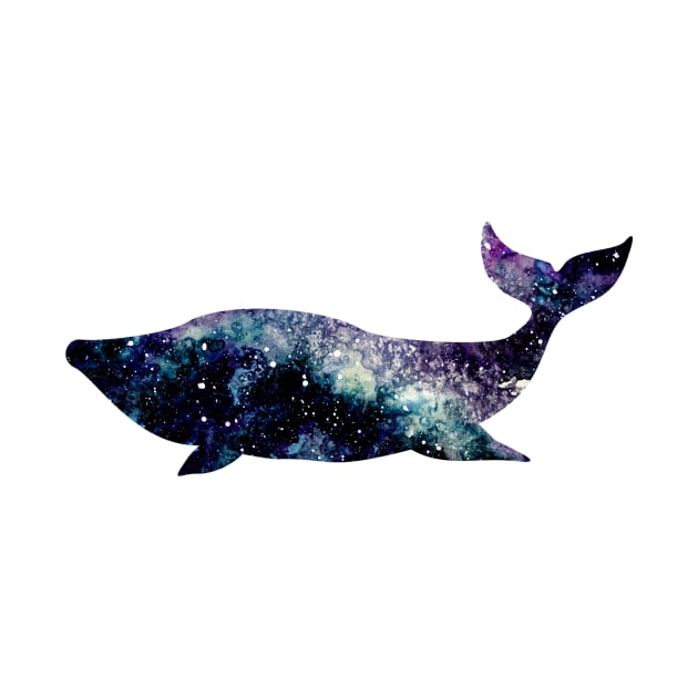 Watercolor Colorful Galaxy and Whale by Cordata