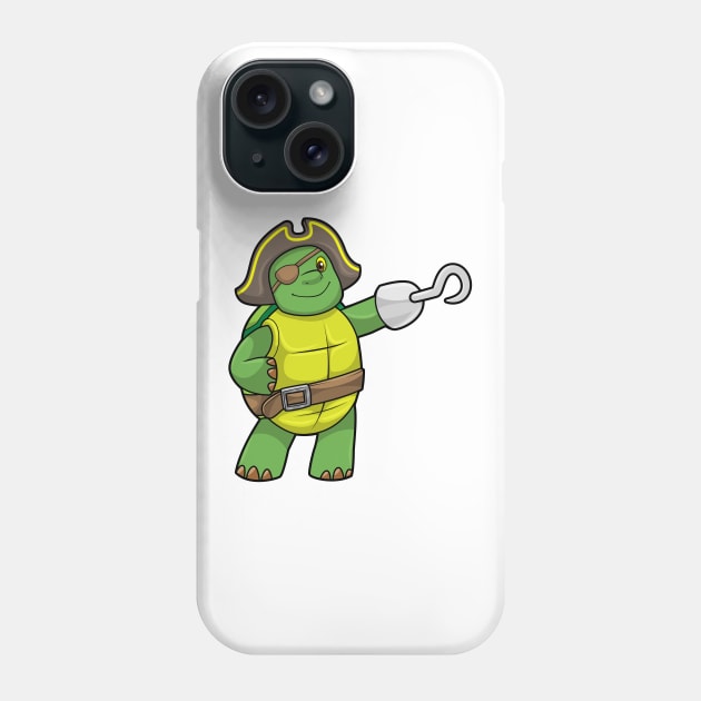 Turtle as Pirate with Hooked hand & Eye patch Phone Case by Markus Schnabel