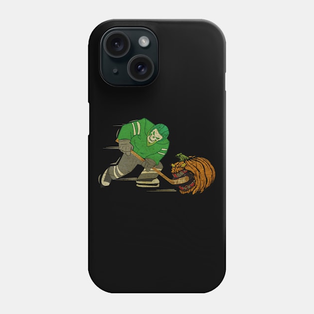 Skeleton Ice Hockey Pumpkin Phone Case by SpacemanTees