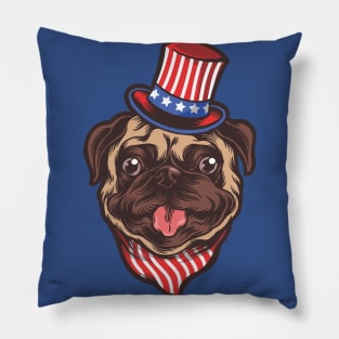 Patriotic Pug Pillow